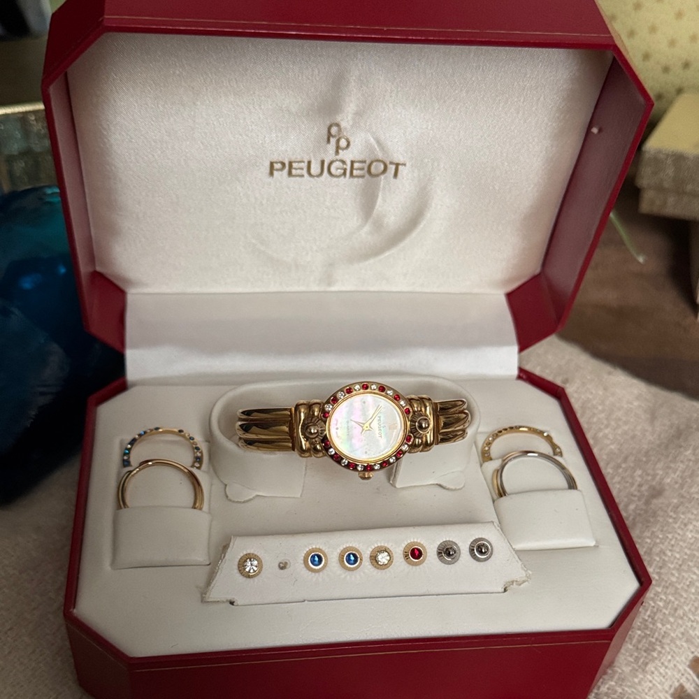 Peugeot Women's Gold Watch with Interchangeable Bezels